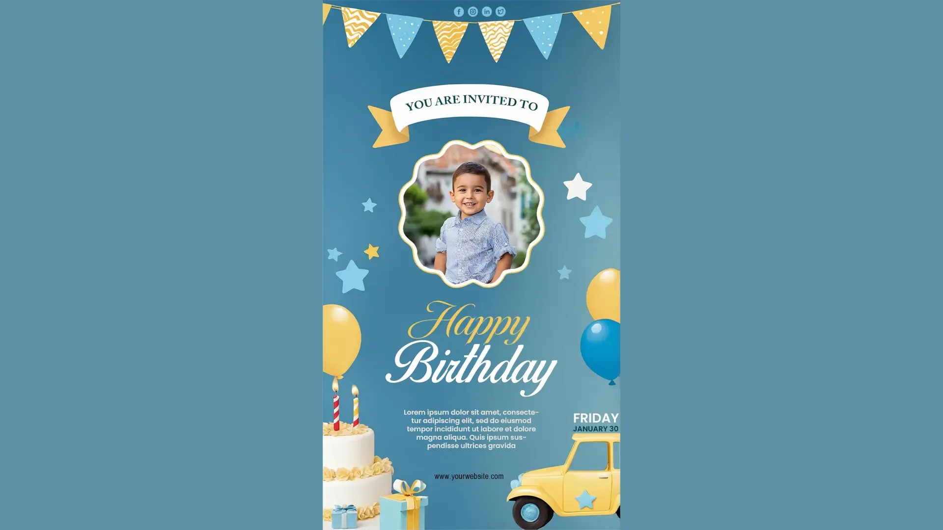 Joyful Birthday Party Festive Balloons and Stars Instagram Story Invite